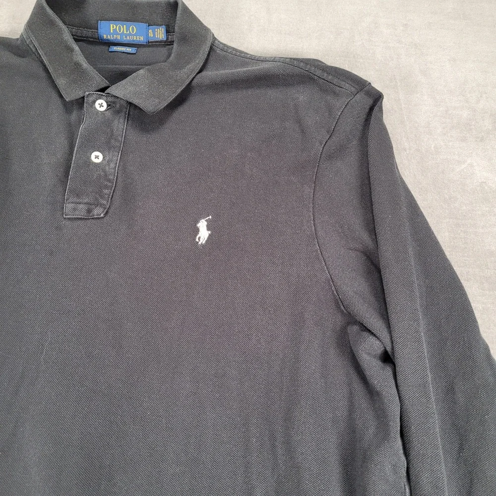 Polo Ralph Lauren Classic Fit Long Sleeve Black Polo Shirt‎ Mens XL